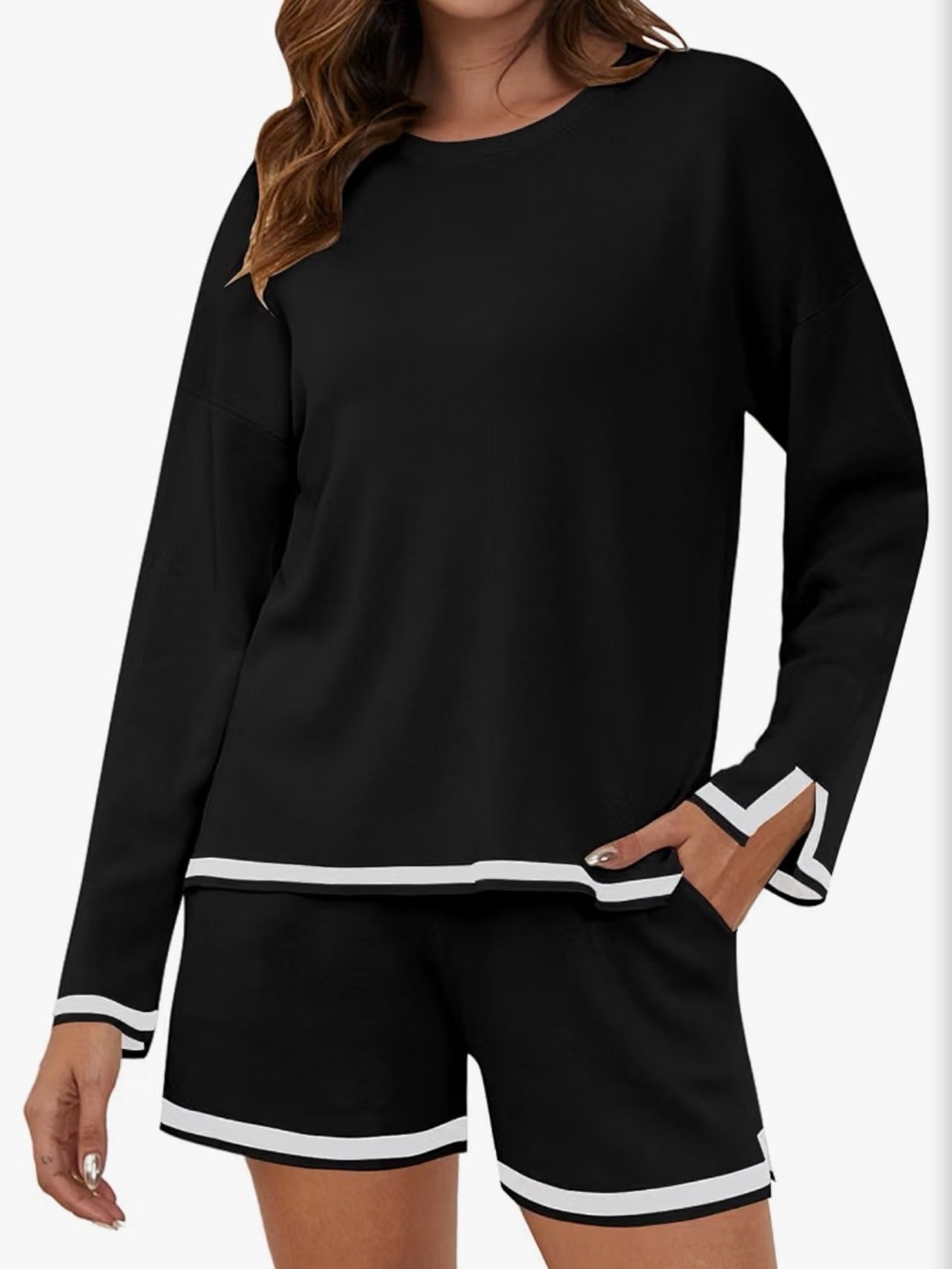 YKR NWT Women's 2-Piece Long-Sleeve Dressy Drawstring Short Outfit. Size: XL